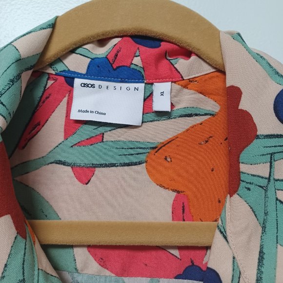 ASOS Design Bold Floral Top, Orange, Blue, Green, Size 1X - Picture 2 of 15